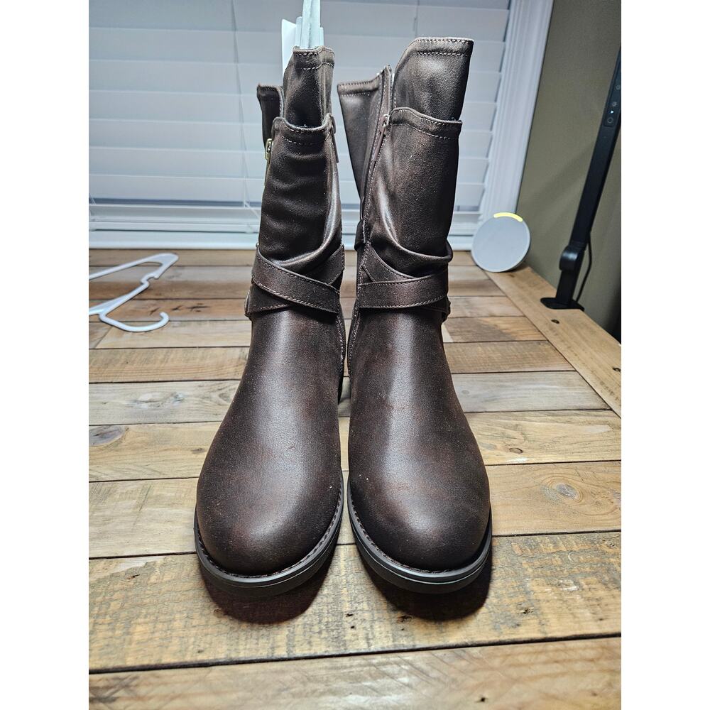 Torrid Brown Double Buckle Moto Size 10 Wide